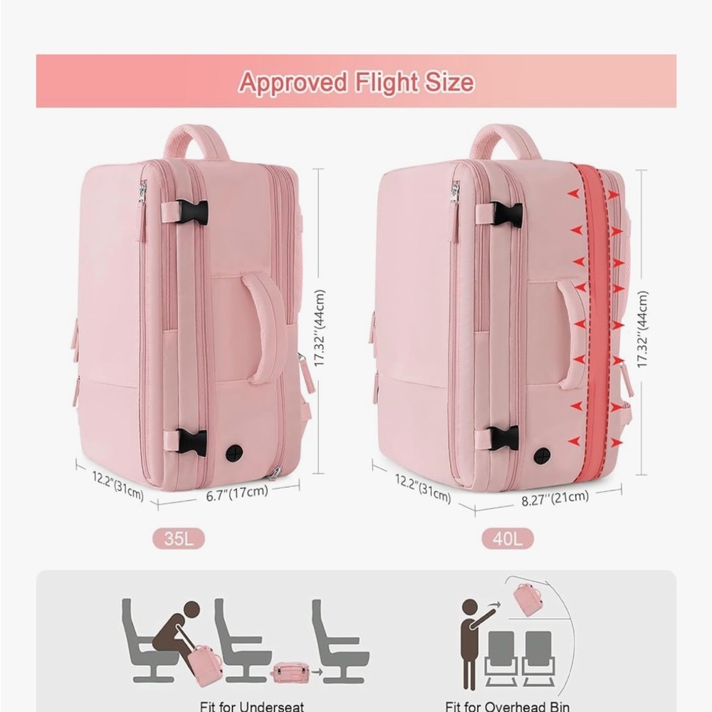 Large Travel Backpack for Women, 40L Carry On Backpack - Picture 4 of 6